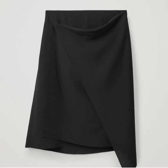 COS Recycled Crepe Asymmetrical Wrap Detail Skirt Size 6